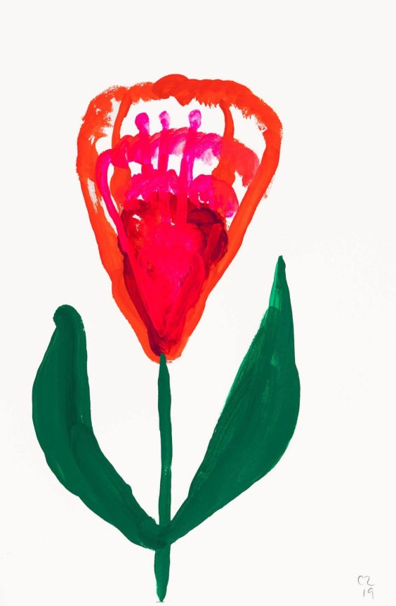 Pink and red botanical painting by Christina Zimpel.