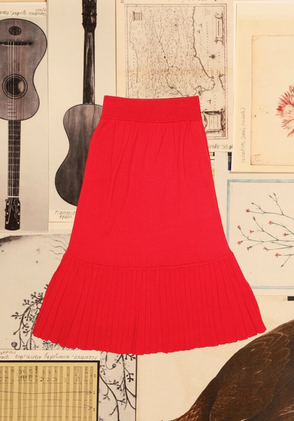 Hesperios Knitwear, Skirt, Red Cotton