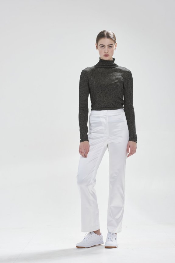 Hesperios Amelia Pants in white satin.