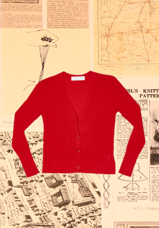 Hesperios Knitwear, HKL, Francis Cardigan, Poppy Red Pima Cotton