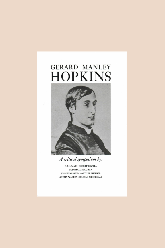 A book cover featuring a black and white portrait of Gerard Manley Hopkins, surrounded by a list of contributors in elegant typography against a beige background.