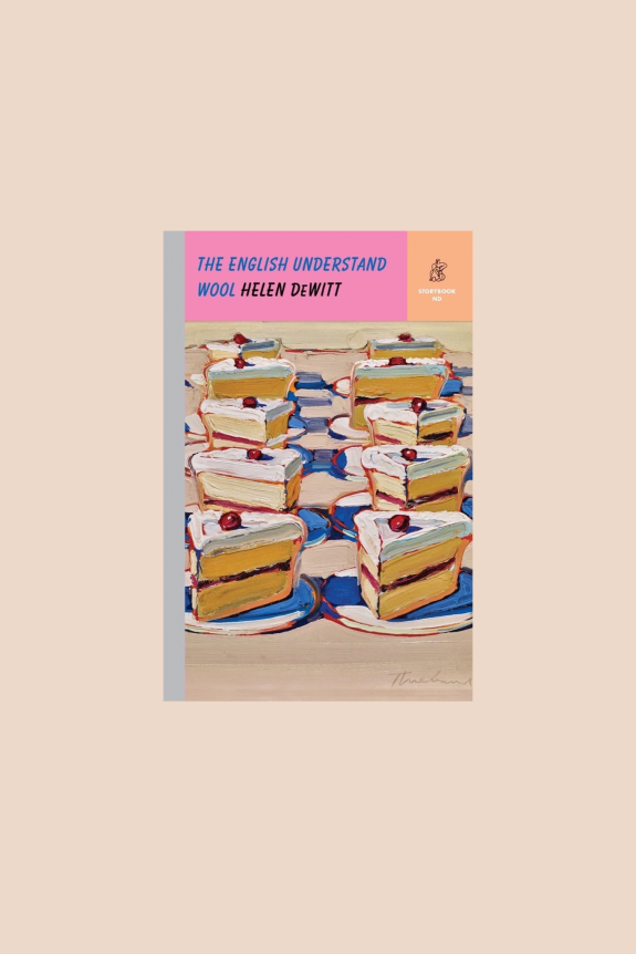 The image features a vibrant painting of several slices of cake with white frosting, cherries on top, and layers of yellow filling, each on a blue plate, set against a colorful patterned background.