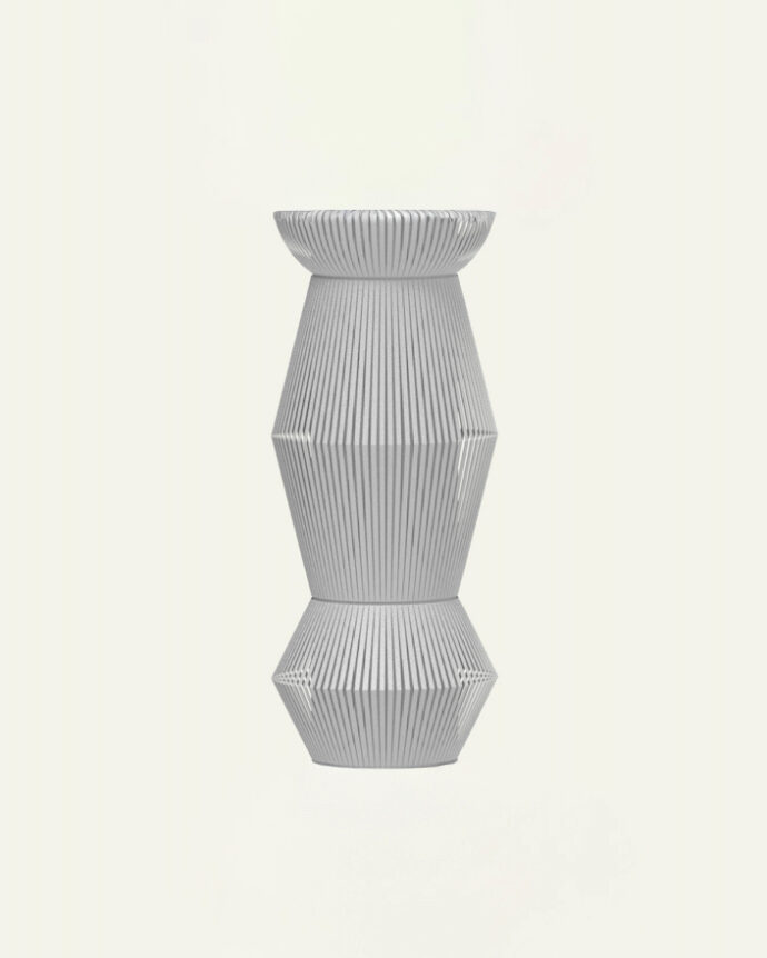Hesperios modular paper lighting with pleated sculptural shade pendant.