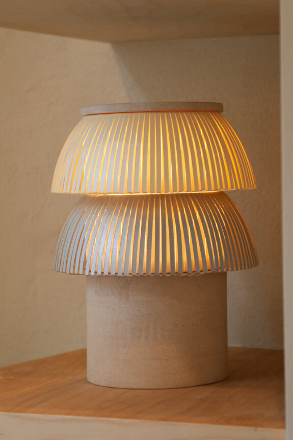 Hesperios modular paper lighting with pleated sculptural shade