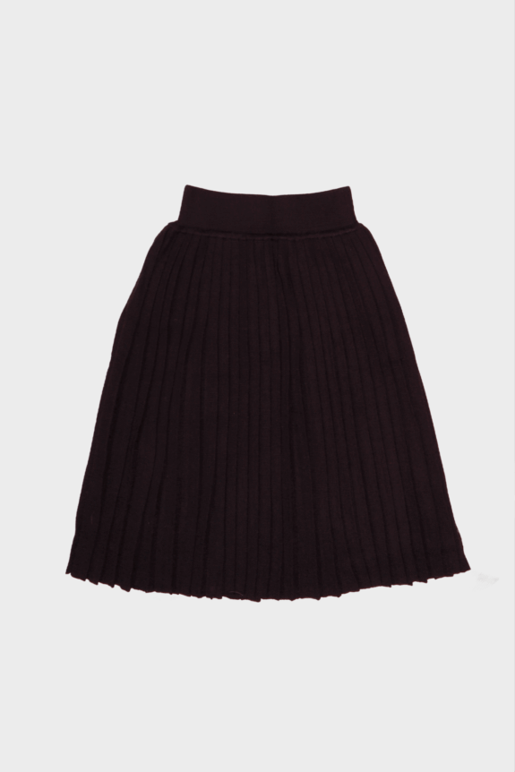 Black pleated skirt on a white background.