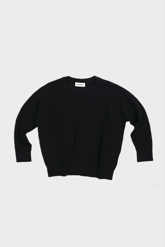 A black sweater with a